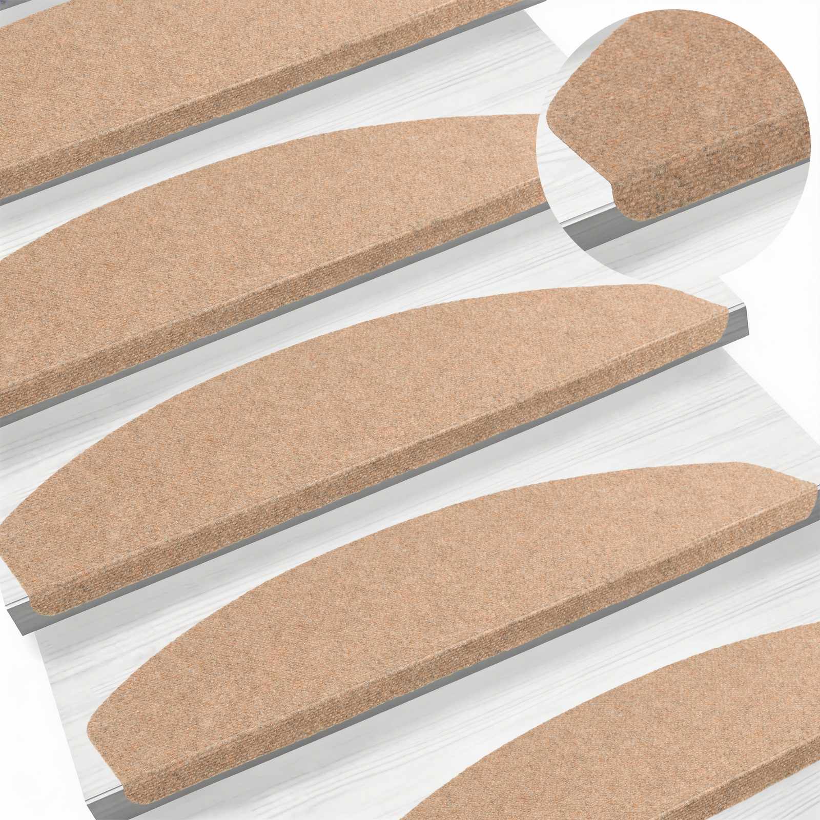 Zelfklevende Trapmatten Halfrond 15 st Beige 80 x 28 x 3,5 cm