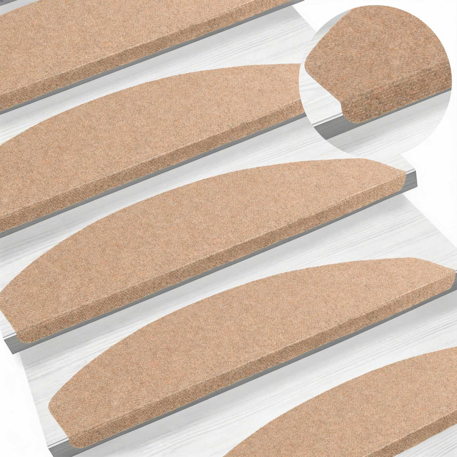 Zelfklevende Trapmatten Halfrond 15 st Beige 80 x 28 x 3,5 cm