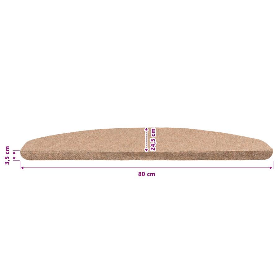 Zelfklevende Trapmatten Halfrond 15 st Beige 80 x 28 x 3,5 cm