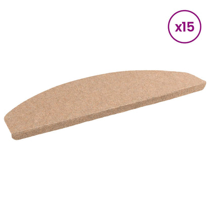 Zelfklevende Trapmatten Halfrond 15 st Beige 80 x 28 x 3,5 cm