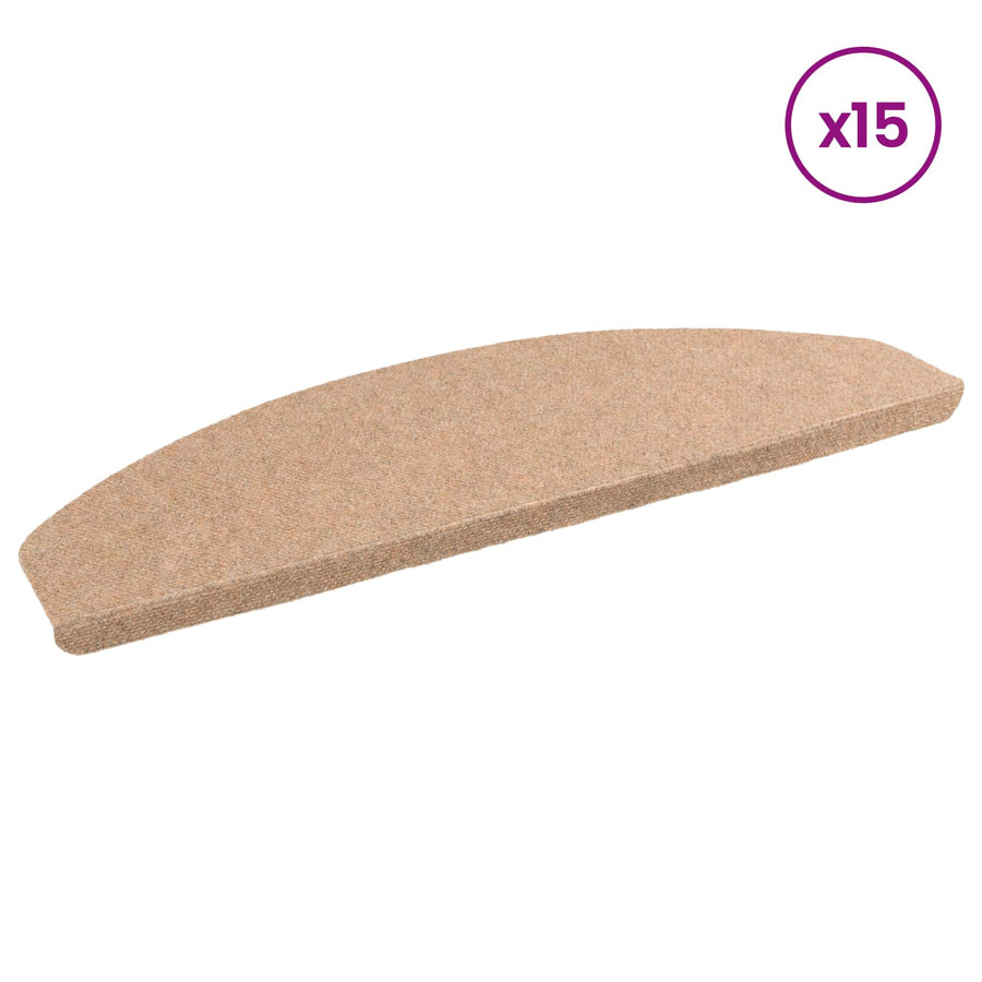 Zelfklevende Trapmatten Halfrond 15 st Beige 80 x 28 x 3,5 cm