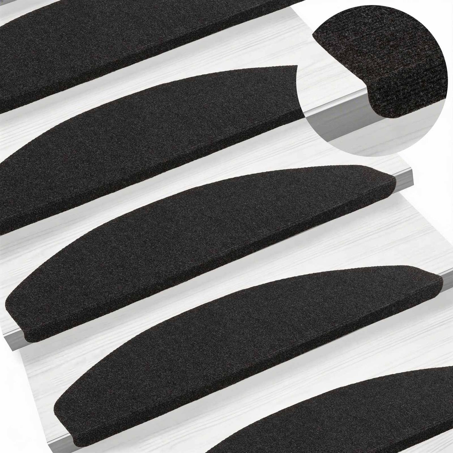 Zelfklevende Trapmatten 15 pcs Antracietkleurig Nadelvilt stof