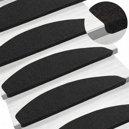 Zelfklevende Trapmatten 15 pcs Antracietkleurig Nadelvilt stof
