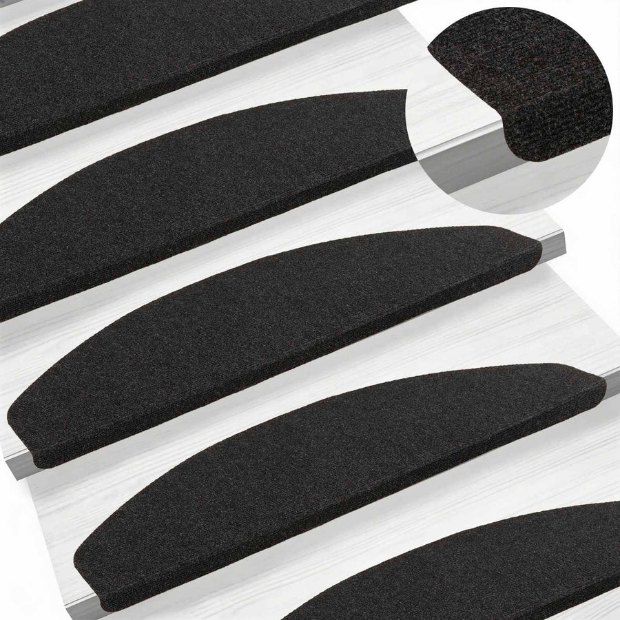 Zelfklevende Trapmatten 15 pcs Antracietkleurig Nadelvilt stof