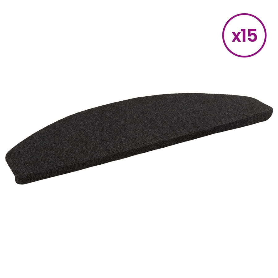 Zelfklevende Trapmatten 15 pcs Antracietkleurig Nadelvilt stof