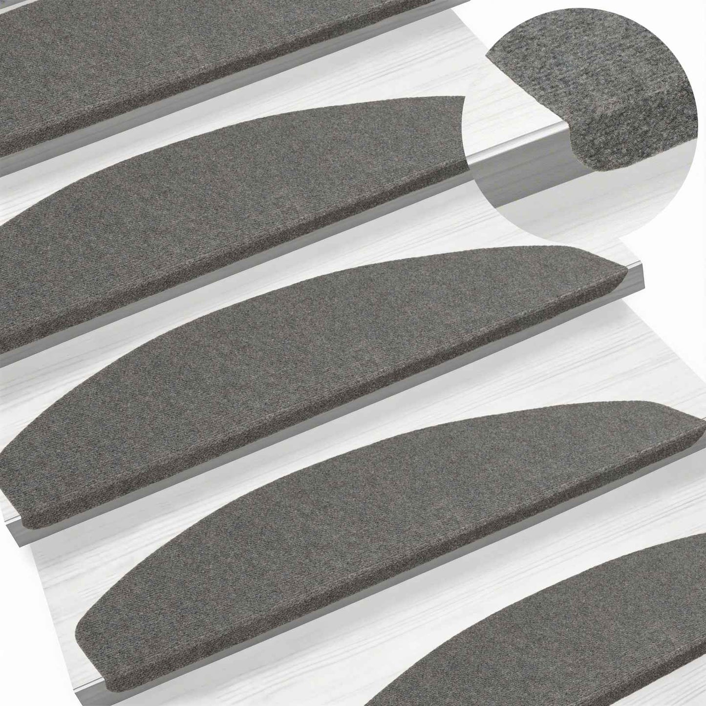 Zelfklevende Trapmatten Halfrond 15 pcs Grijs 80 x 28 x 3,5 cm