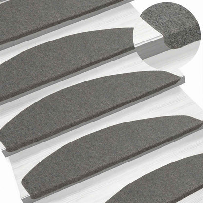 Zelfklevende Trapmatten Halfrond 15 pcs Grijs 80 x 28 x 3,5 cm