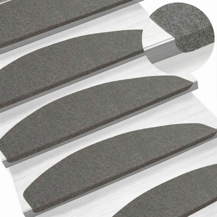 Zelfklevende Trapmatten Halfrond 15 pcs Grijs 80 x 28 x 3,5 cm