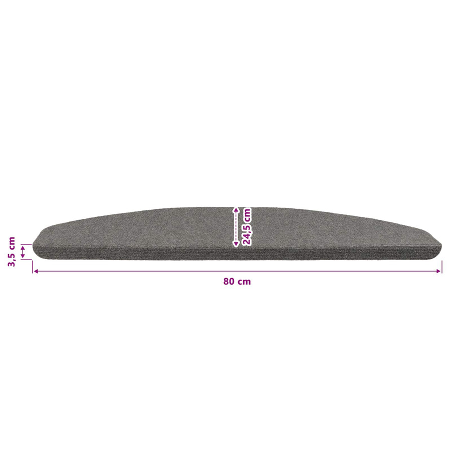 Zelfklevende Trapmatten Halfrond 15 pcs Grijs 80 x 28 x 3,5 cm