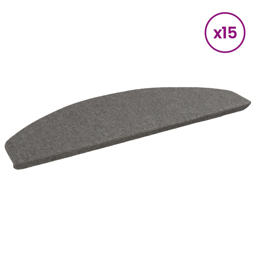 Zelfklevende Trapmatten Halfrond 15 pcs Grijs 80 x 28 x 3,5 cm