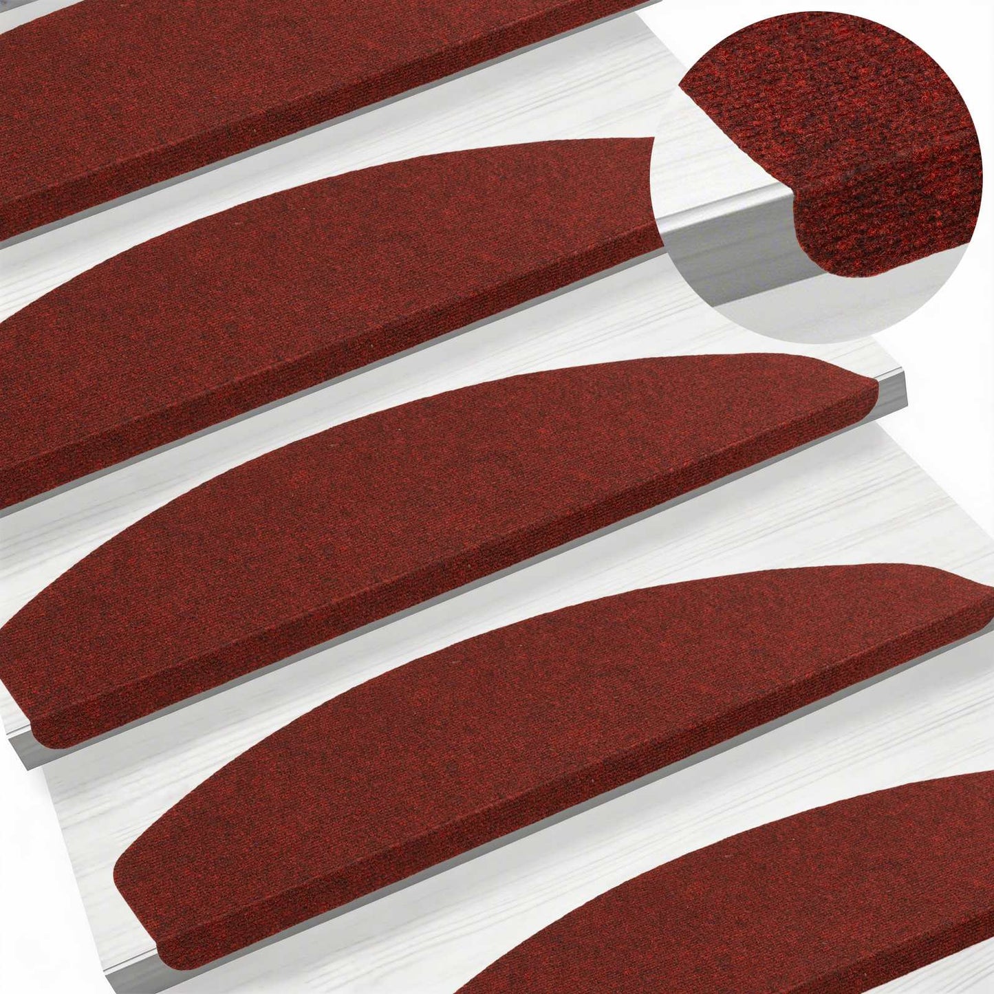 Zelfklevende Trapmatten Halfrond 15 pcs Rood 80 x 28 x 3,5 cm
