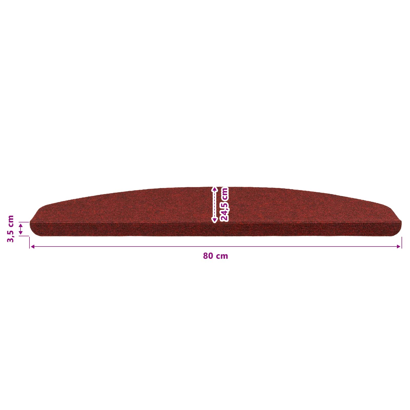 Zelfklevende Trapmatten Halfrond 15 pcs Rood 80 x 28 x 3,5 cm