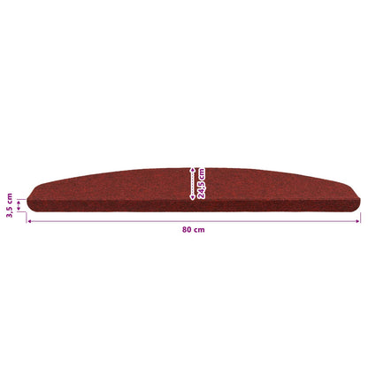 Zelfklevende Trapmatten Halfrond 15 pcs Rood 80 x 28 x 3,5 cm