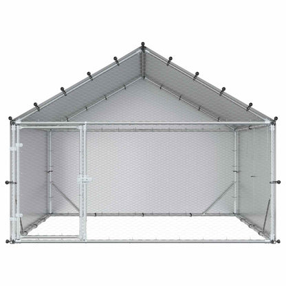 Kippenhok met dak Zilverkleurig 200 x 200 x 150 cm