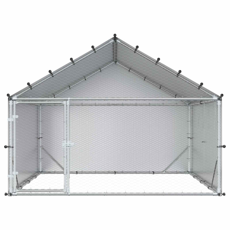 Kippenhok met dak Zilverkleurig 200 x 200 x 150 cm