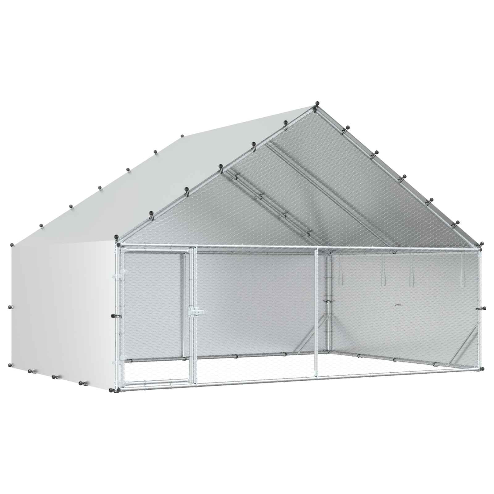 Kippenhok met dak Zilverkleurig 300 x 200 x 190 cm