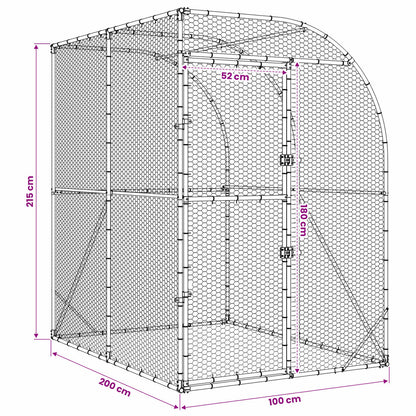 Kippenhok zilver 200 x 200 x 215 cm Gegalvaniseerd staal