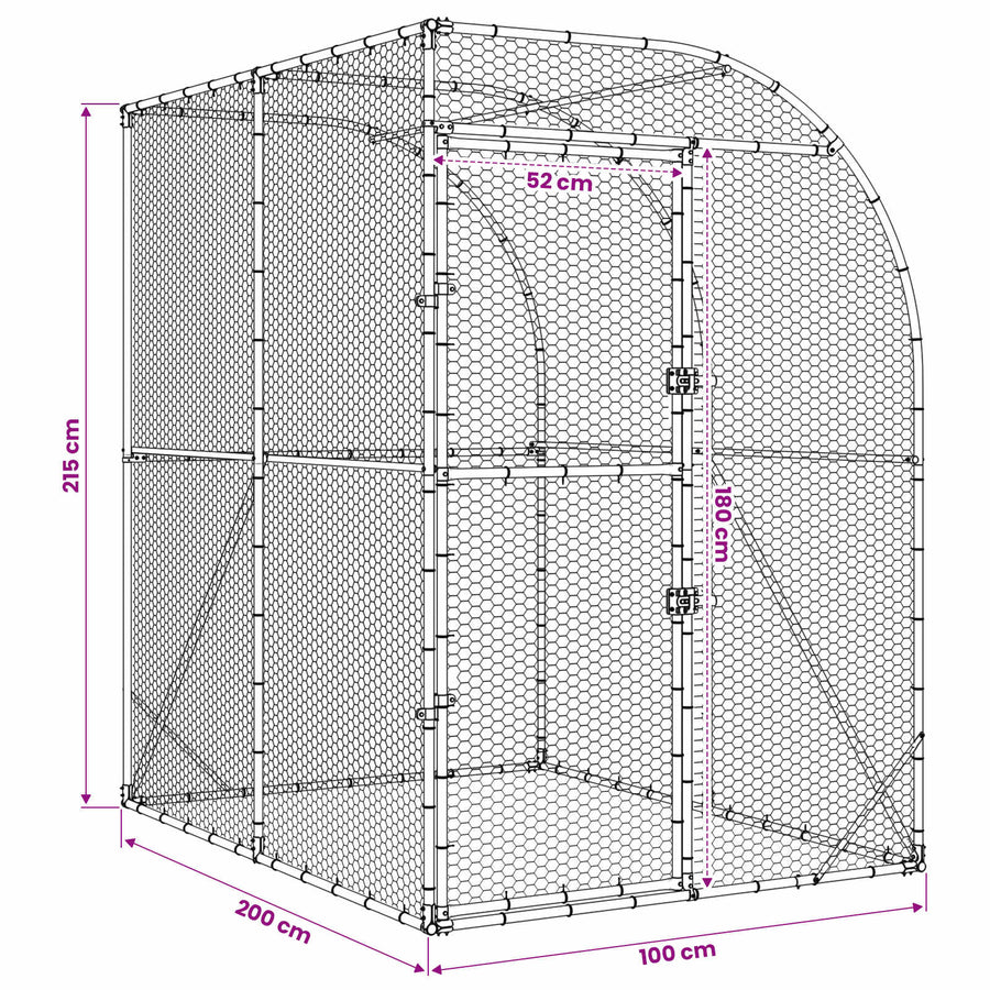 Kippenhok zilver 200 x 200 x 215 cm Gegalvaniseerd staal