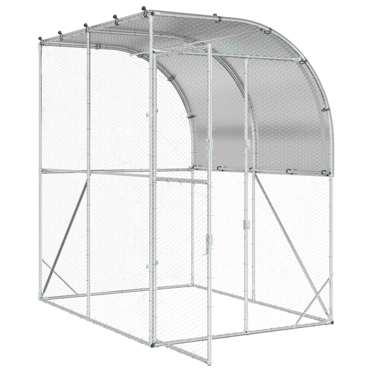 Kippenhok zilver 200 x 200 x 215 cm Gegalvaniseerd staal