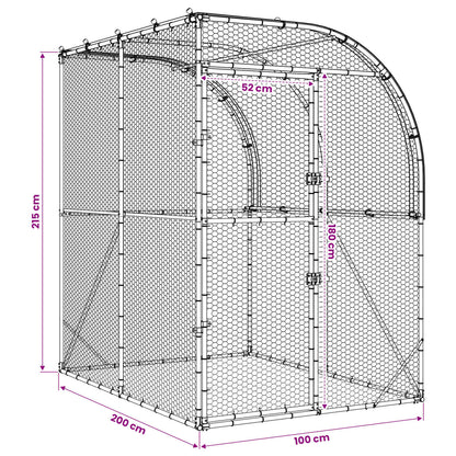 Kippenhok zilver 200 x 200 x 215 cm Gegalvaniseerd staal
