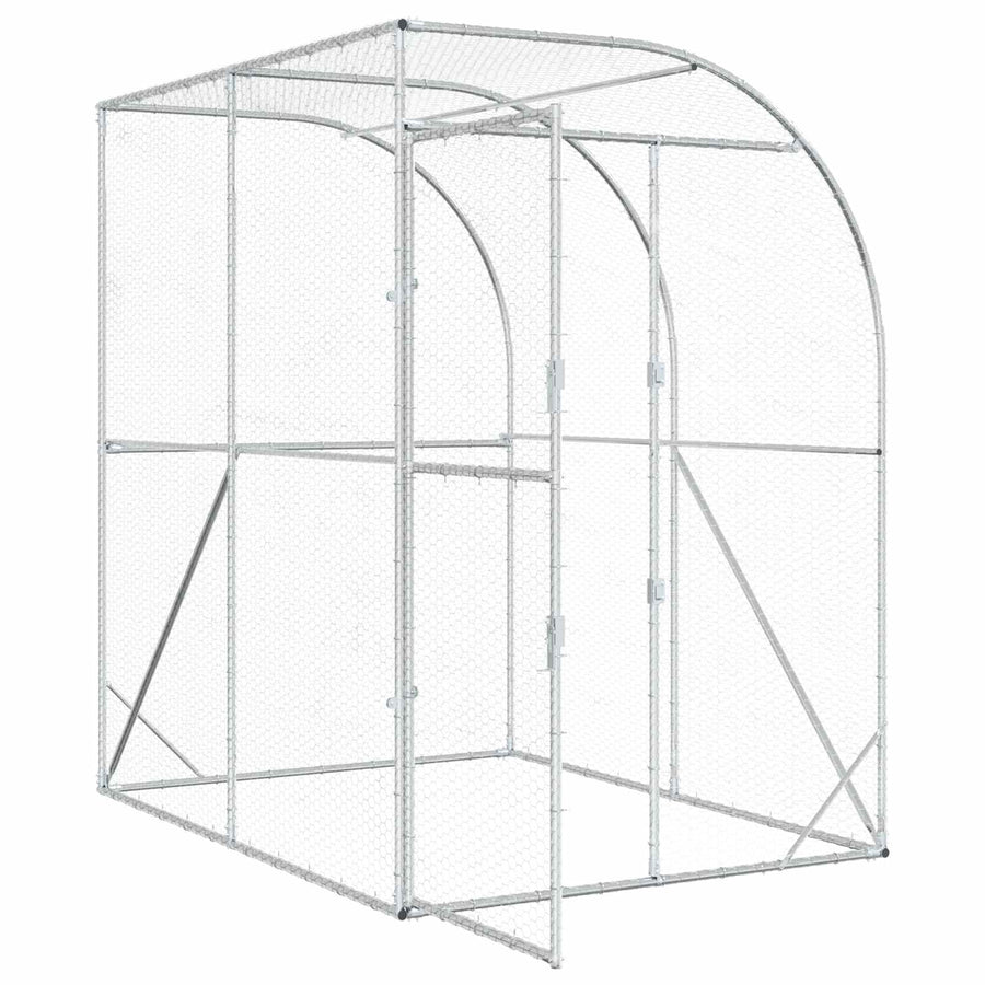 Kippenhok zilver 200 x 200 x 215 cm Gegalvaniseerd staal