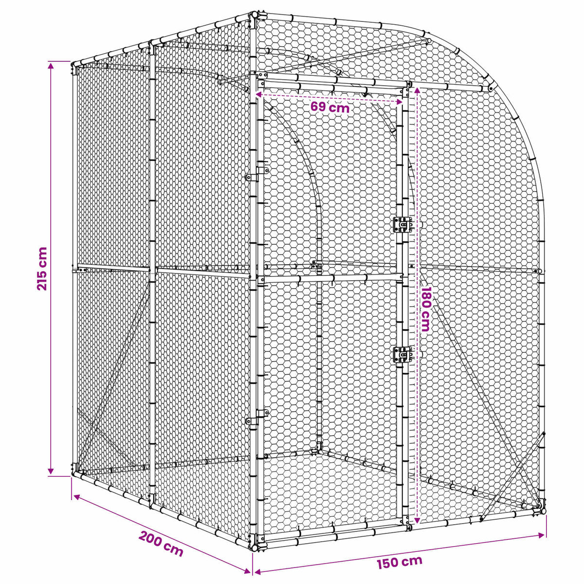 Kippenhok zilver 200 x 200 x 215 cm Gegalvaniseerd staal