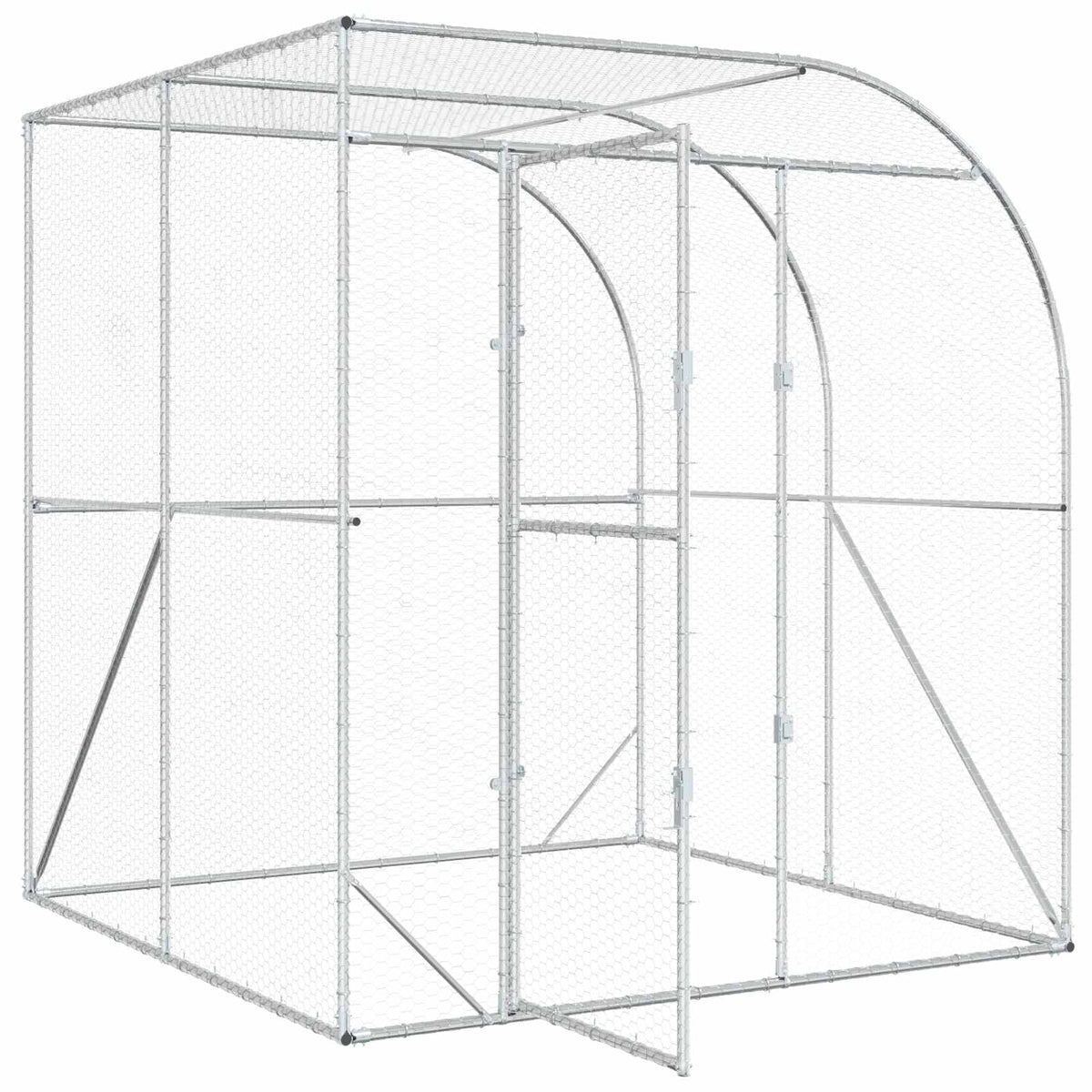 Kippenhok zilver 200 x 200 x 215 cm Gegalvaniseerd staal