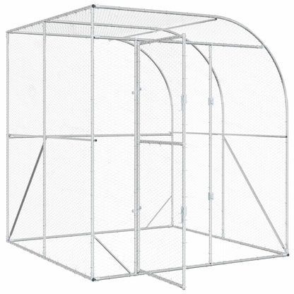 Kippenhok zilver 200 x 200 x 215 cm Gegalvaniseerd staal
