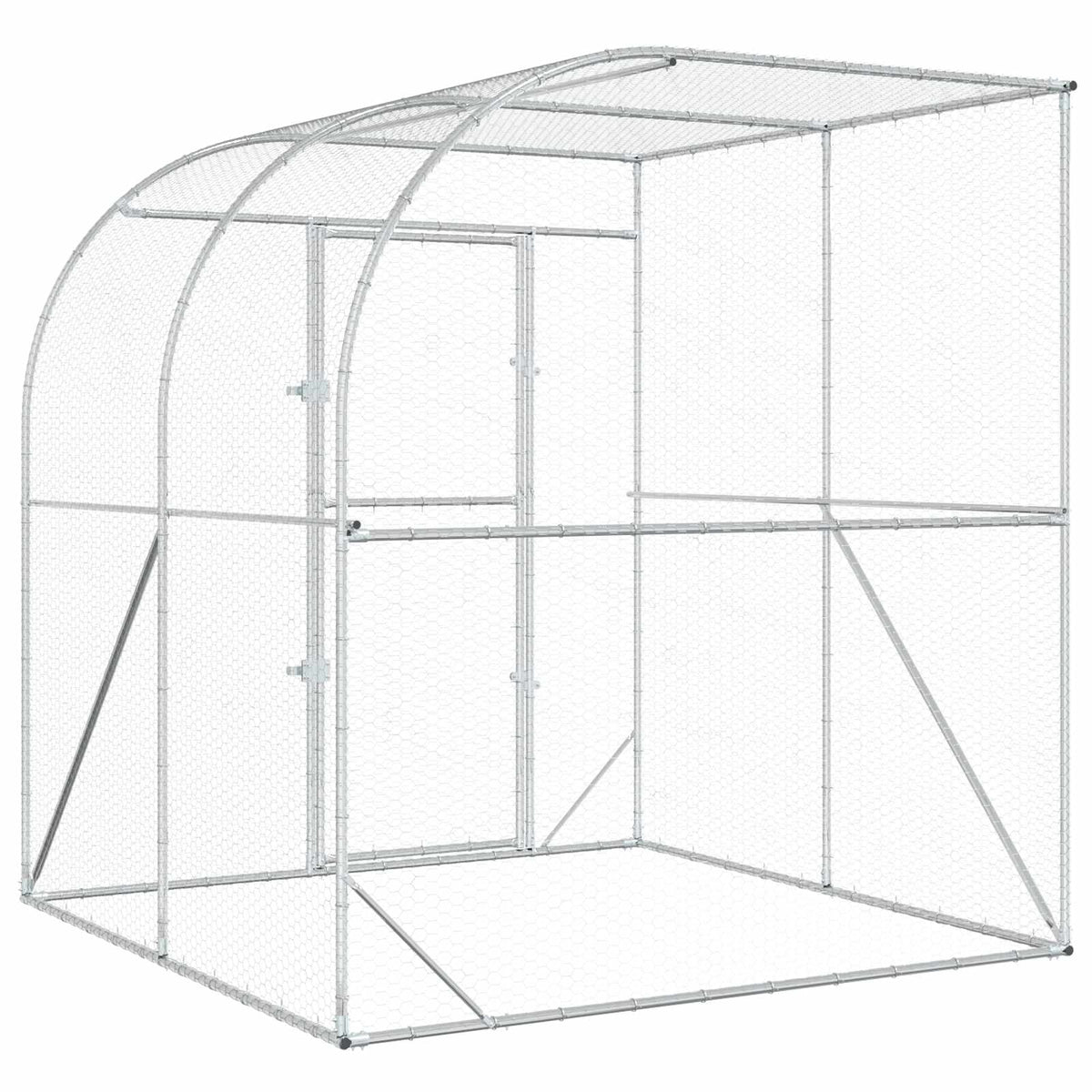 Kippenhok zilver 200 x 200 x 215 cm Gegalvaniseerd staal