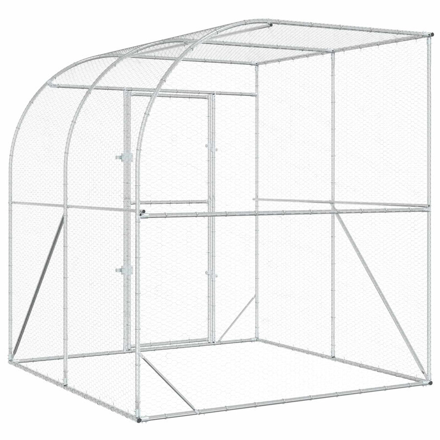 Kippenhok zilver 200 x 200 x 215 cm Gegalvaniseerd staal