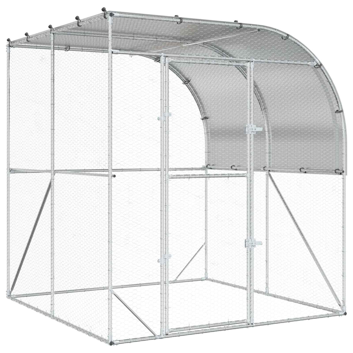 Kippenhok zilver 200 x 200 x 215 cm Gegalvaniseerd staal