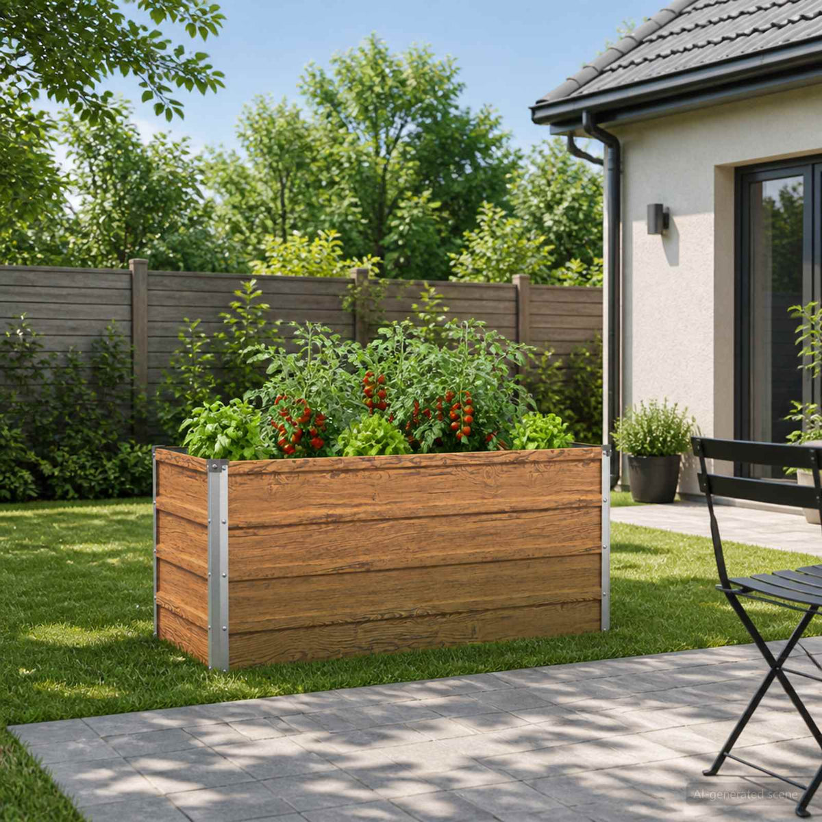 Verhoogd Tuinbed Houtbruin 100 x 40 x 55 cm koudgewalst staal