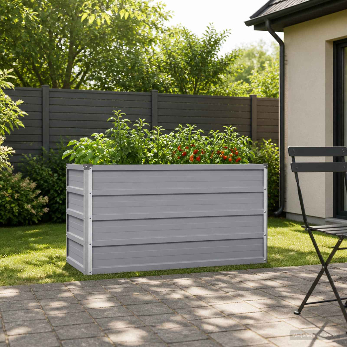 Verhoogd Tuinbed Grijs 100 x 40 x 55 cm koudgewalst staal