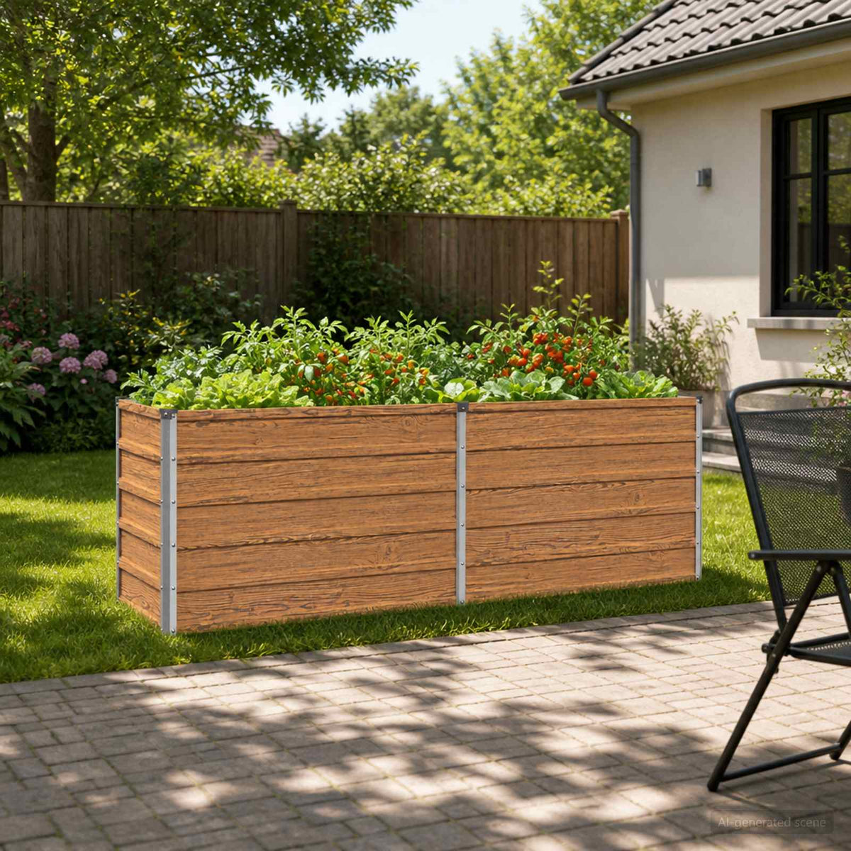 Verhoogd Tuinbed Houtbruin 160 x 40 x 55 cm koudgewalst staal