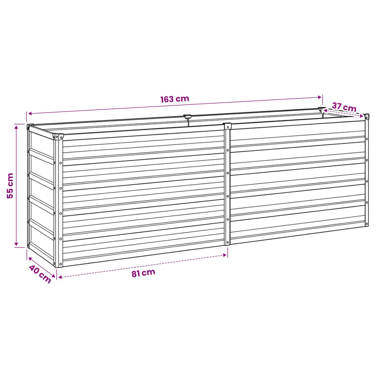 Verhoogd Tuinbed Naturel 160 x 40 x 55 cm koudgewalst staal