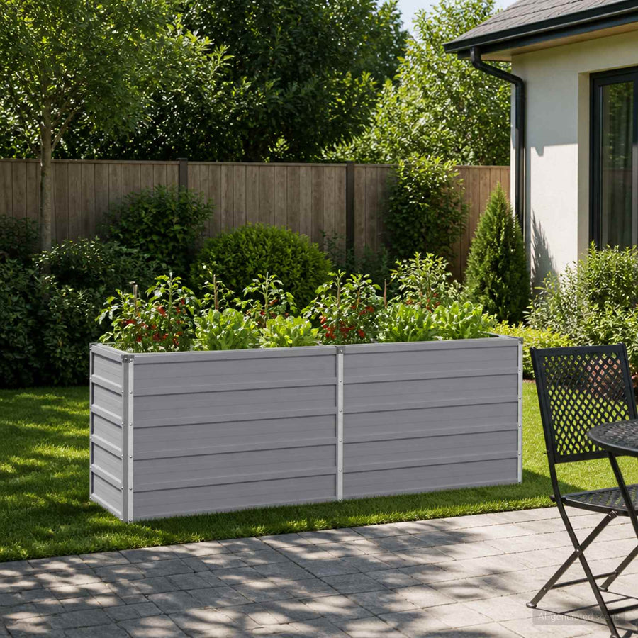 Verhoogd Tuinbed Grijs 160 x 40 x 55 cm koudgewalst staal