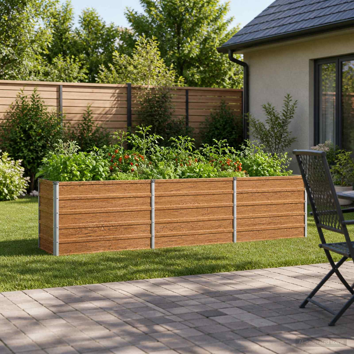 Verhoogd Tuinbed Houtbruin 240 x 40 x 55 cm koudgewalst staal