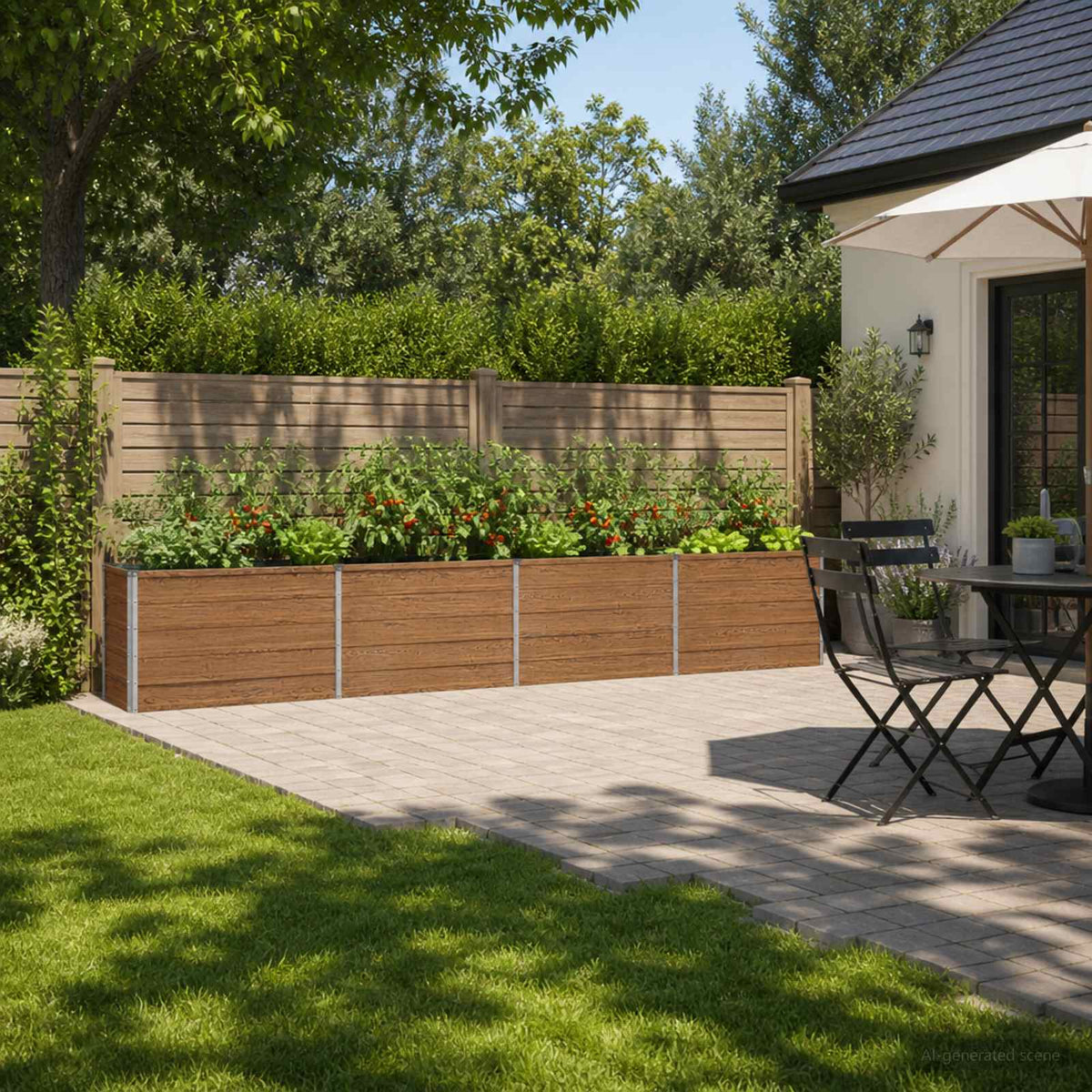 Verhoogd Tuinbed Houtbruin 320 x 40 x 55 cm koudgewalst staal