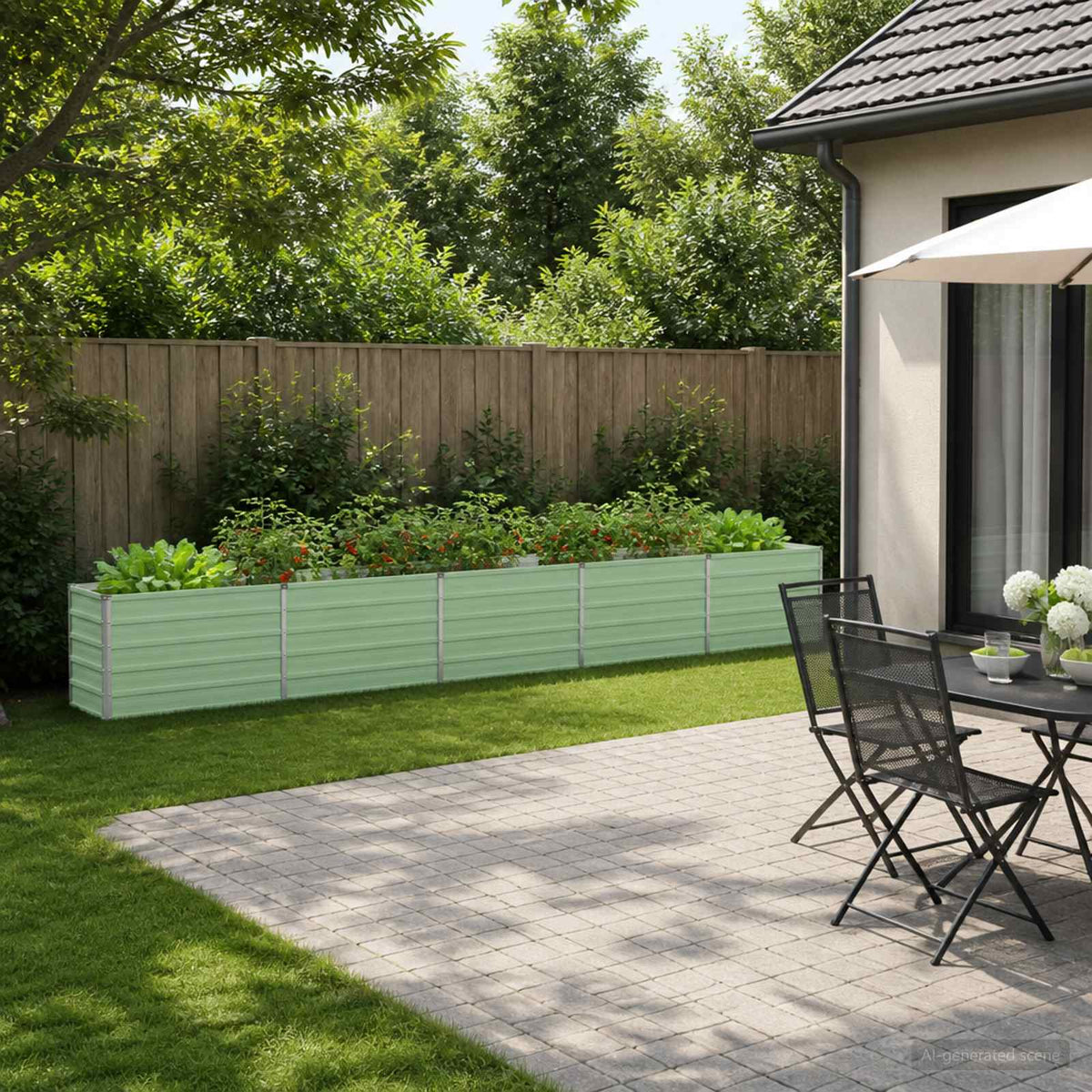 Verhoogd Tuinbed Pastelgroen 400 x 40 x 55 cm koudgewalst staal