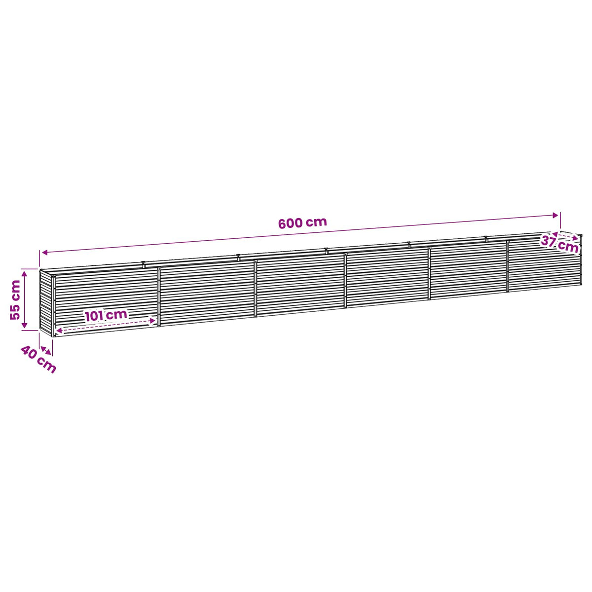 Verhoogd Tuinbed Groen 600 x 40 x 55 cm koudgewalst stalen