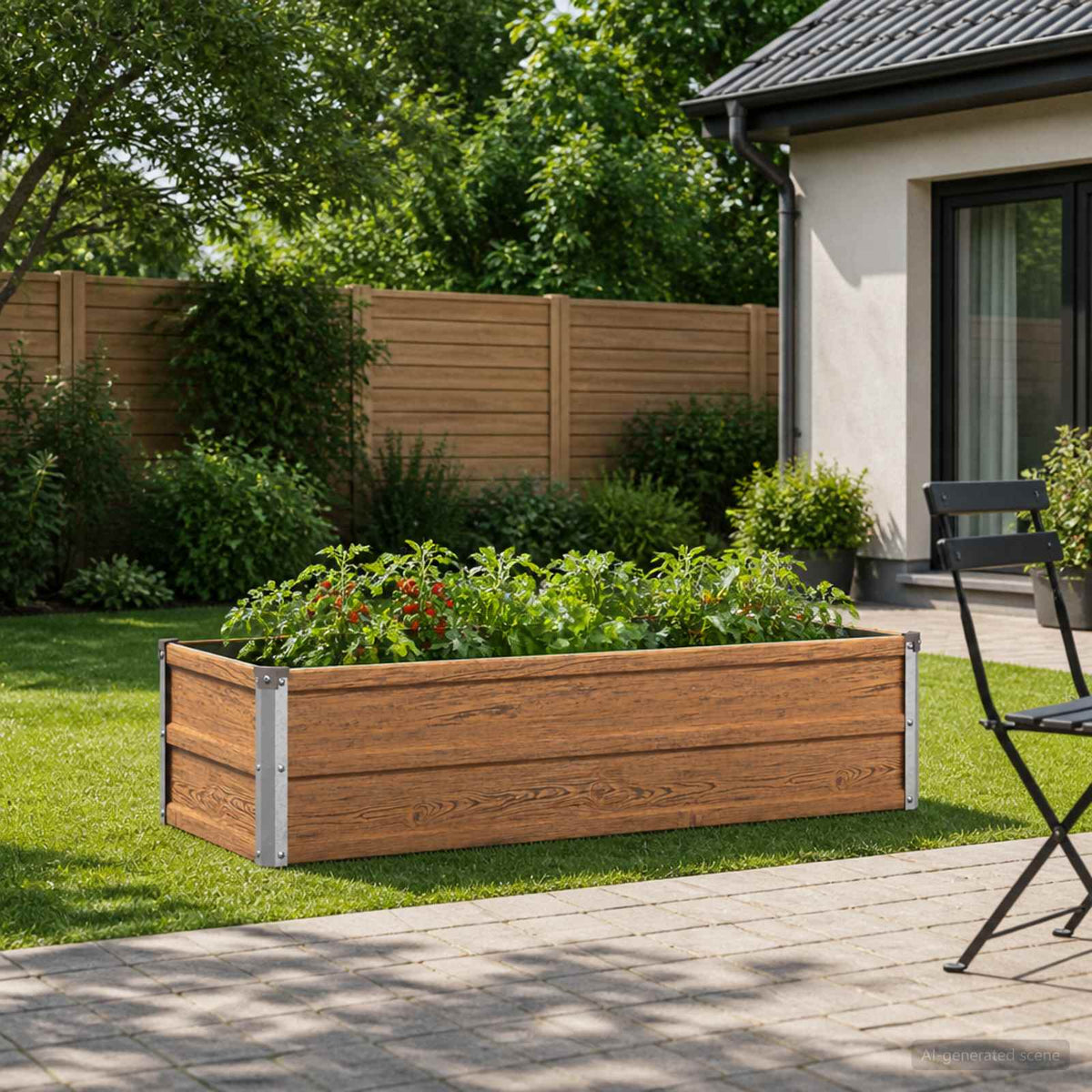 Verhoogd Tuinbed Houtbruin 100 x 40 x 24 cm koudgewalst staal