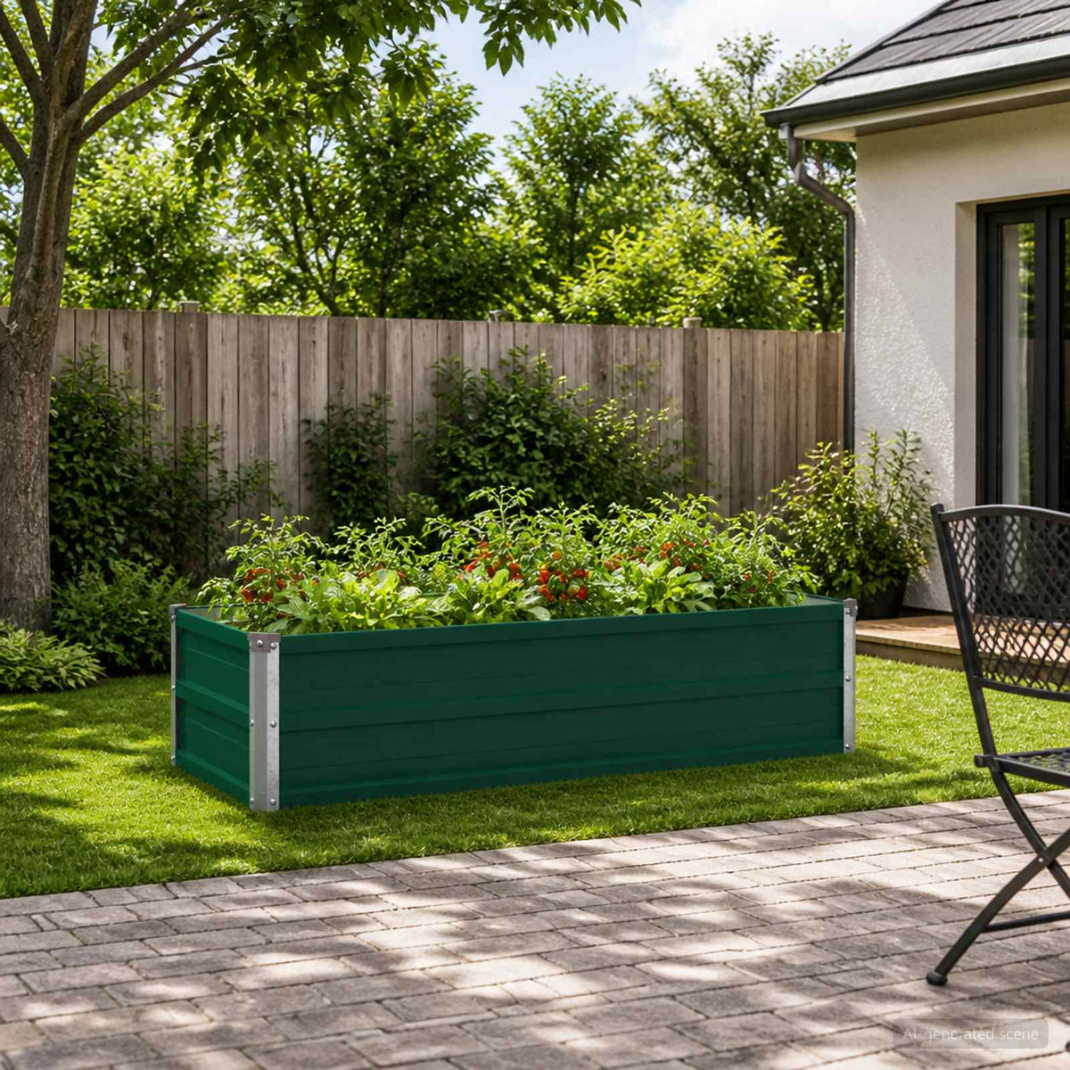 Verhoogd Tuinbed Groen 100 x 40 x 24 cm koudgewalst stalen