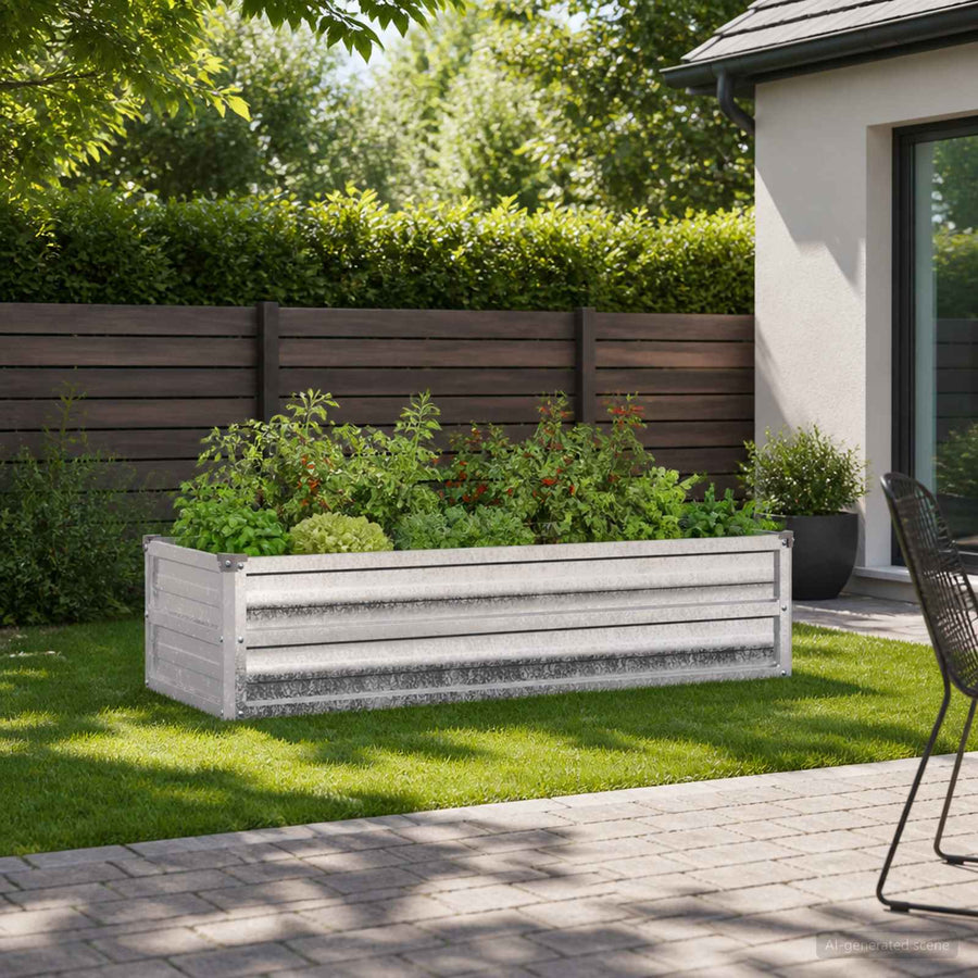 Verhoogd Tuinbed Zilverkleurig 100 x 40 x 24 cm gegalvaniseerd