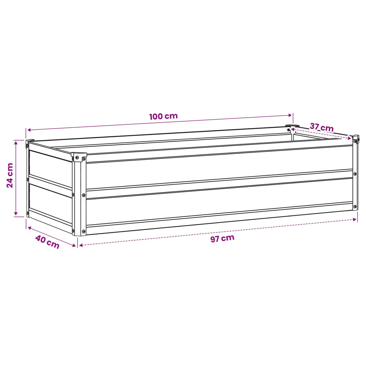 Verhoogd Tuinbed Zilverkleurig 100 x 40 x 24 cm gegalvaniseerd
