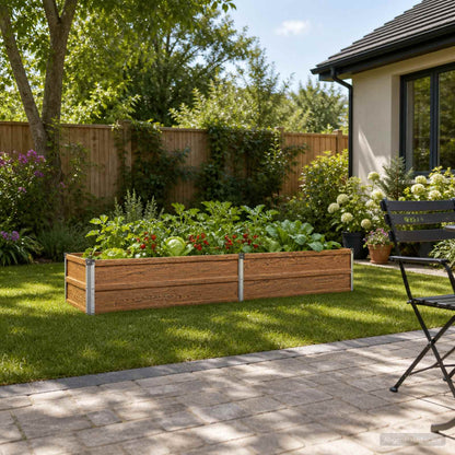 Verhoogd Tuinbed Houtbruin 160 x 40 x 24 cm koudgewalst staal