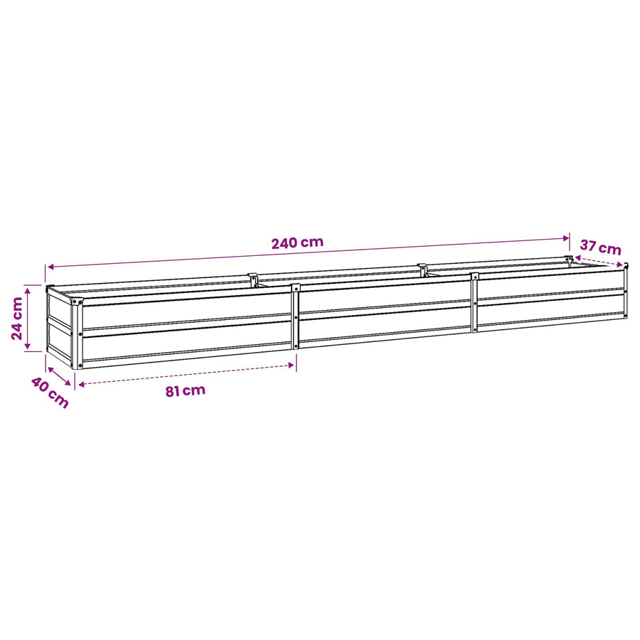 Verhoogd Tuinbed Naturel 240 x 40 x 24 cm koudgewalst staal