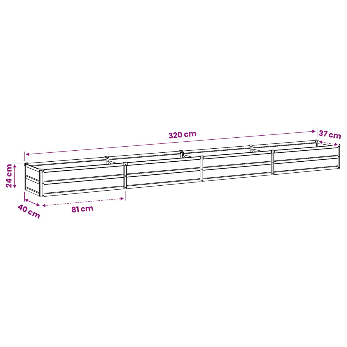 Verhoogd Tuinbed Houtbruin 320 x 40 x 24 cm koudgewalst staal