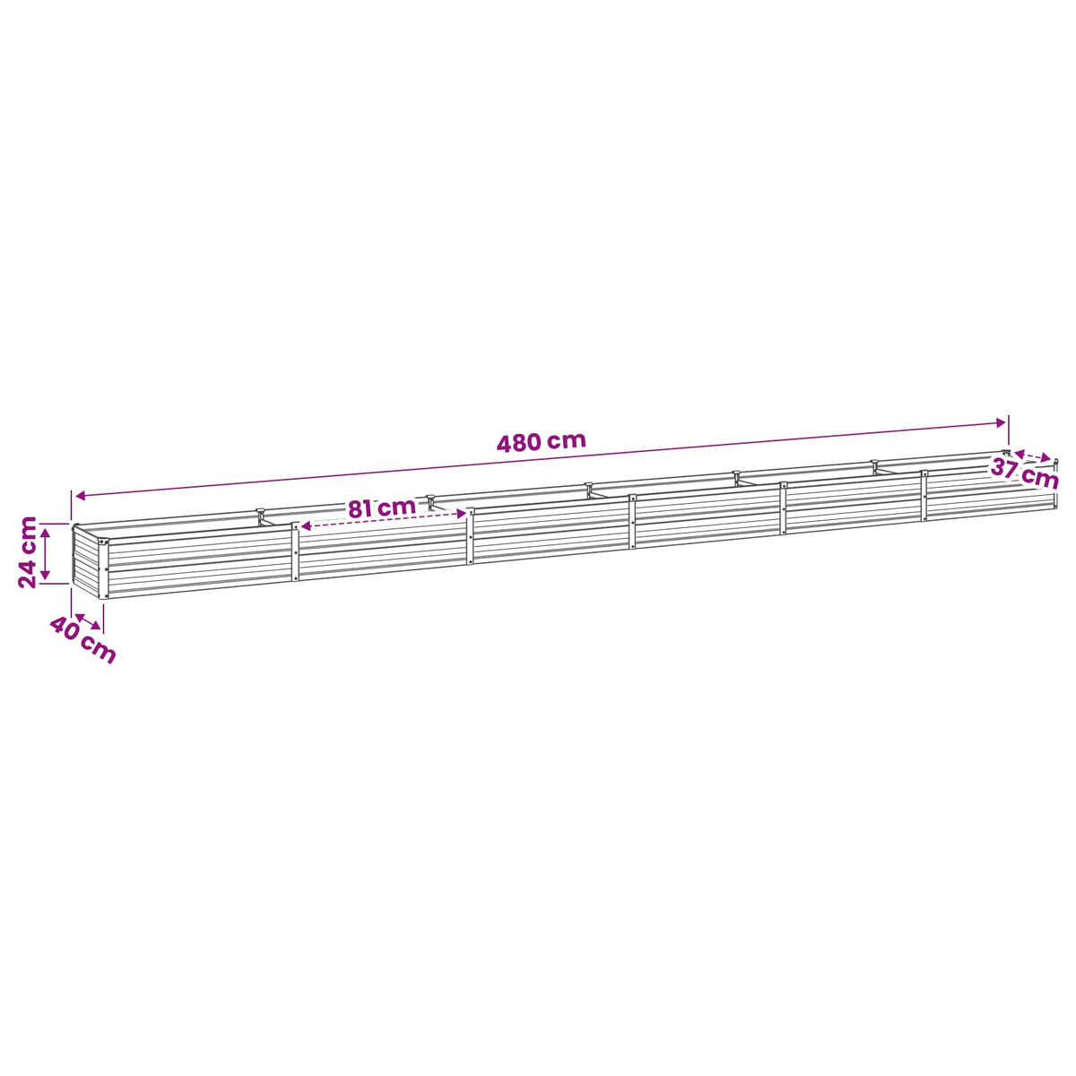 Verhoogd Tuinbed Antracietkleurig 480 x 40 x 24 cm