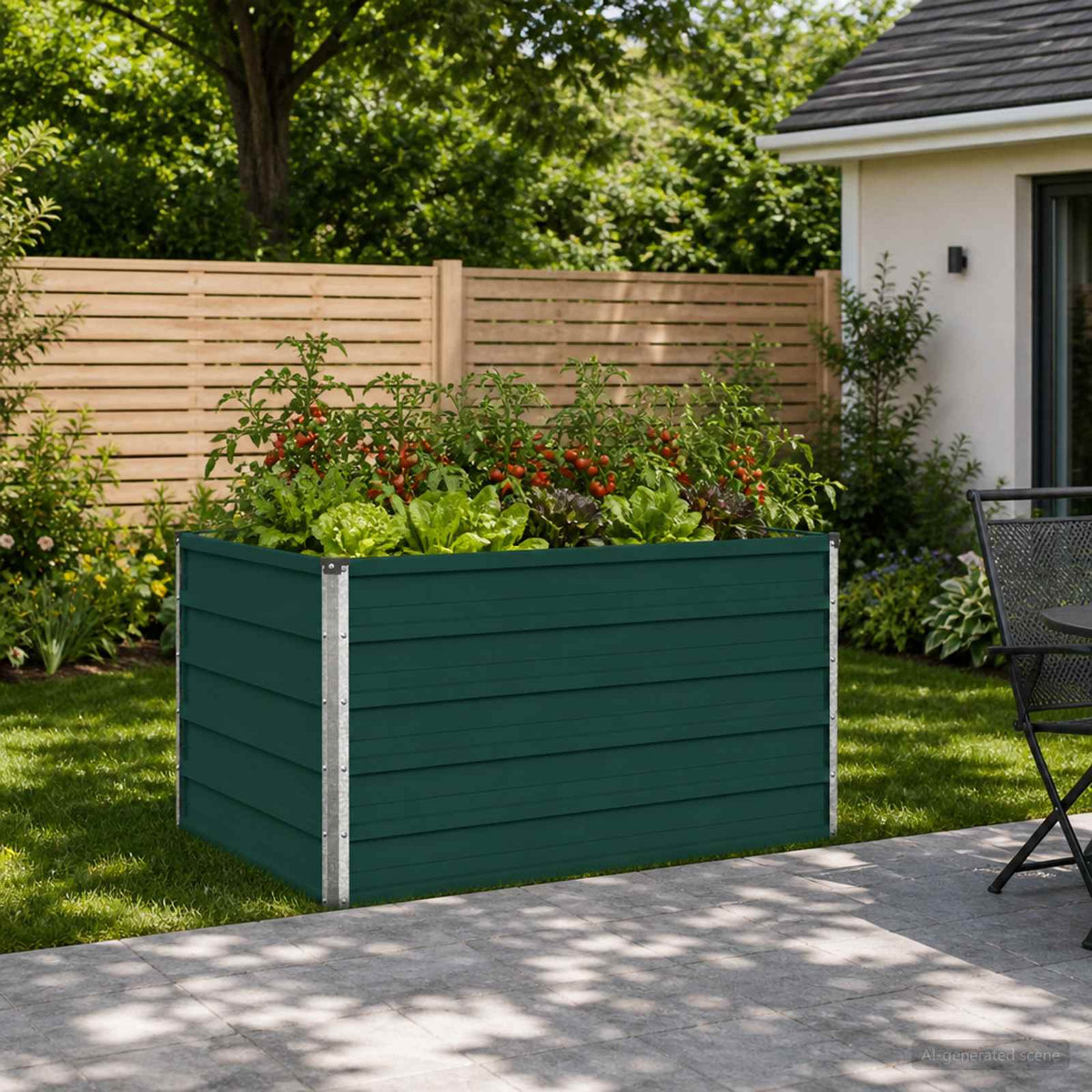 Verhoogd Tuinbed Groen 100 x 80 x 55 cm koudgewalst stalen
