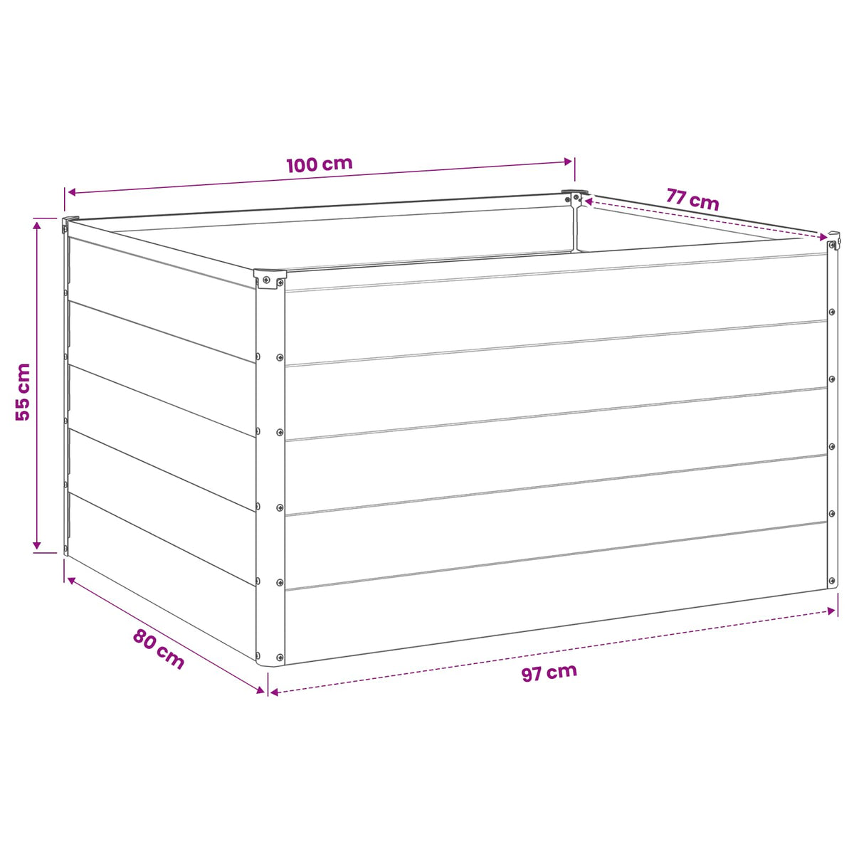 Verhoogd Tuinbed Groen 100 x 80 x 55 cm koudgewalst stalen